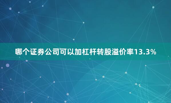哪个证券公司可以加杠杆转股溢价率13.3%